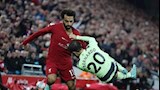 محمد صلاح في إحدى المباريات أمام مان سيتي