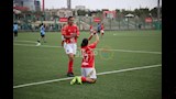 احتفال نادين محمد لاعبة الاهلي