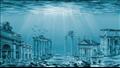 رسم توضيحي لمدينة أتلانتس المفقودة مع الأعمدة اليونانية المدمرة والأروقة تحت الماء