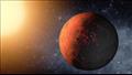 تصور فني لكبلر 38 يظهر كوكبًا أحمر مرقشًا بضوء ساطع 