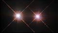 منظر للنجمين Alpha Centauri A وAlpha Centauri B وهما يتألقان في الظلام 