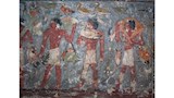 رسوم تظهر الحياة اليومية والاعمال الشاقة على جدارن مقبرة مير (4) 