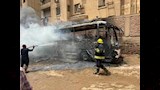 تفحم أتوبيس وسيارة أمام مدرسة خاصة بحدائق الأهرام