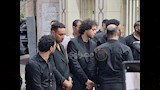 حزن محمود الليثي في عزاء أحمد عامر 