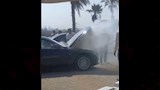 اشتعال النيران بسيارة أحمد شوبير