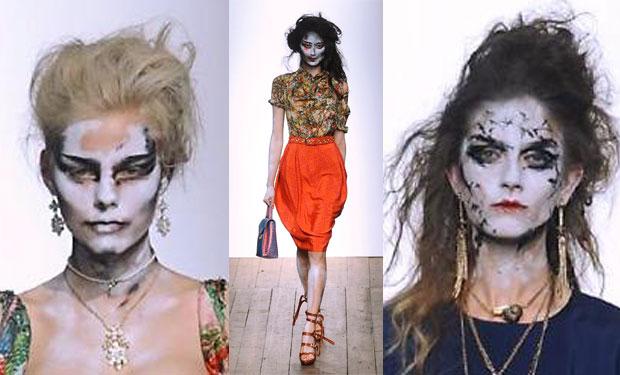 عرائس الزومبي: مكياج عارضات Vivienne Westwood Red Label بأسبوع لندن