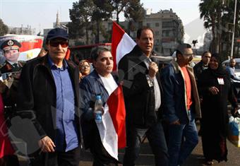 بالصور..العلايلي والجندي والصاوي يقودون مسيرة الفنانين للتحرير