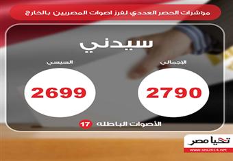 حملة السيسي تنشر مؤشرات أولية بـ97 % لمرشحها في 5 مدن بالخارج