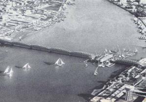 صورة نادرة لكوبري إمبابة المتحرك أثناء عبور المراكب الشراعية