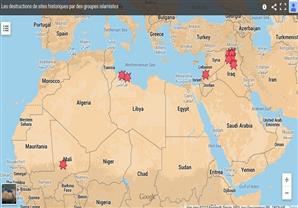 صحيفة تنشر خريطة المواقع الاثرية التي دمرتها داعش