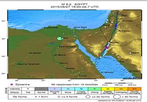 خريطة توضح المحافظات والمناطق التي تأثرت بزلزال خليج العقبة