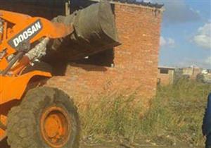 بالصور - إزالة 6 حالات تعديات على أراض زراعية بقرى في دمياط