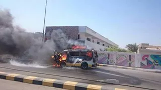  اشتعال ميكروباص أمام شركة كيماويات بطريق الهايكستب