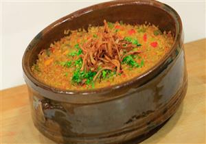 طاجن الفريك بالخضار على طريقة نجلاء الشرشابي