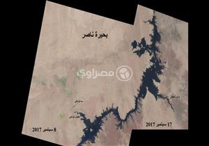 ​بعد أنباء انخفاضه.. مصراوي ينشر صور فضائية تكشف منسوب مياه بحيرة ناصر
