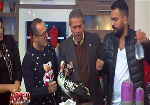 احتفالًا بـ2019.. عكاشة يُحَمِّي "بَطَّة" على الهواء وريهام سعيد تُداعبها -فيديو