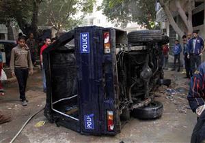 إصابة ضابط وأميني شرطة في حادث انقلاب سيارة بسوهاج