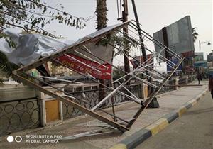  بالصور.. العاصفة الترابية تضرب المنوفية وتسقط لافتات وأعمدة إنارة