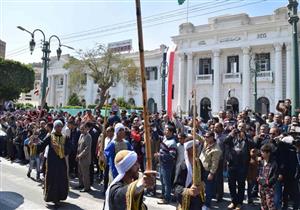 بالصور.. طابور عرض رياضي وعسكري في احتفالات المنيا بعيدها القومي 