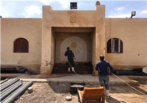 بمساعدة رهبان الدير.. تطهير منشآت منطقة أبو مينا الأثرية في الإسكندرية - صور