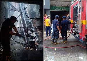 صور.. السيطرة على حريق داخل مسجد في القليوبية