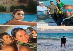 ليالي الصيفية.. تامر حسني على متن يخت ونوال الزغبي في حمام السباحة