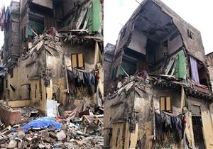 إصابة سيدة وطفلها في انهيار جزئي لعقار غربي الإسكندرية بسبب الأمطار - صور 