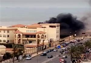  اشتعال النيران بمبنى نادي الصيد في بورسعيد