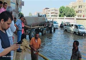 بالصور.. المياه ُتغرق ميدان شبين القناطر بالقليوبية