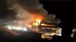 انقلاب سيارة نقل من أعلى دائري المريوطية بشارع ترسا في الجيزة