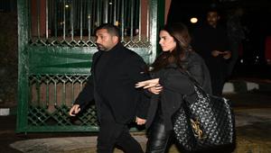 درة وزوجها في عزاء والد جومانا مراد