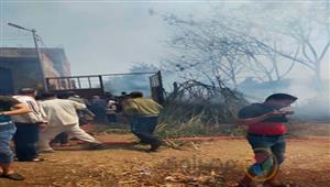 بالصور- حريق هائل يلتهم 9 حظائر ماشية في قرية هورين بالمنوفية