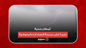 أمطار رعدية غزيرة على مدينة السادات بالمنوفية