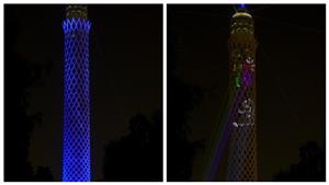 إضاءة برج القاهرة احتفالا بالذكرى الـ75 لتأسيس منظمة الصحة العالمية