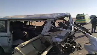 جثتان محتجزتان داخل سيارة بعد تصادم مروع على الطريق السياحي