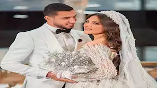 بـ 5 صور من حفل زفافهما زوجة رامي ربيعة تحتفل بعيد زواجهما