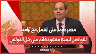 السيسي: مصر عازمة على العمل مع ترامب للتواصل لسلام منشود قائم على حل الدولتين