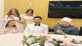 الصور الأولى من عقد قران المطرب أحمد جمال