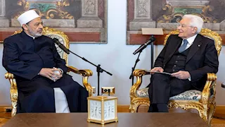 شيخ الأزهر للرئيس الإيطالي: ننتظر إعلان روما الاعتراف بدولة فلسطين (صور)