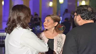 سلوى محمد علي والأب بطرس دانيال في ملتقى الأفلام الوثائقية بدار الأوبرا المصرية