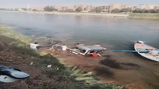 مصرع 3 أشخاص بينهم سيدة وابنتها إثر سقوط سيارة في ترعة بالقليوبية  