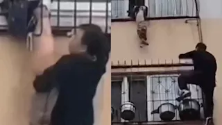 أثار تفاعلا كبيرا.. سائق يتسلق 4 طوابق لإنقاذ طفل ويعود لعمله في صمت (فيديو)