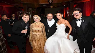 "حلق وسقوط وأول ظهور لنجمة مع زوجها" 25 صورة ولقطات من حفل زفاف هادي الباجوري