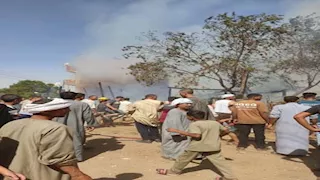 حريق هائل يلتهم حظيرة مواشي في بني سويف 