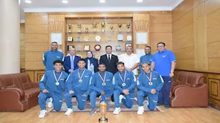 للمرة الرابعة.. تكريم منتخب جامعة بنها لخماسي كرة القدم (صور)