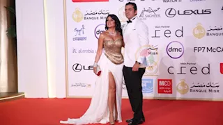 فستان جريء.. رانيا يوسف وزوجها في حفل ختام مهرجان القاهرة السينمائي