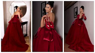 "فستان أحمر منفوش".. لقاء الخميسي تتألق في أحدث جلسة تصوير