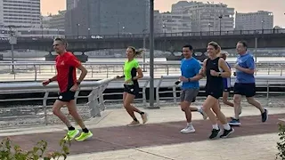 صورة- رئيسا وزراء هولندا وبلجيكا يمارسان الرياضة في ممشى أهل مصر