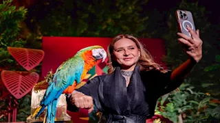 نيللي كريم تحمل بغبغان في "أنا عربية" بموسم الرياض 