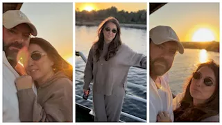 بالصور- رومانسية كندة علوش وعمرو يوسف في رحلة نيلية بأسوان 